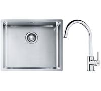 Set évier en acier inoxydable Franke Box 127.0453.656, mitigeur de cuisine Franke Lina 115.0693.228
