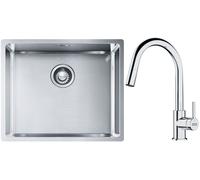 Set évier en acier inoxydable Franke Box 127.0453.656, mitigeur de cuisine Franke Lina 115.0693.229
