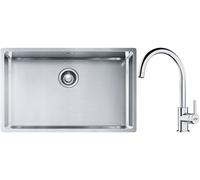 Set évier en acier inoxydable Franke Box 127.0453.658, mitigeur de cuisine Franke Lina 115.0693.228