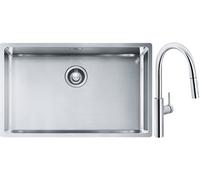 Set évier en acier inoxydable Franke Box 127.0453.658, mitigeur de cuisine Franke Pescara L Slide-In 115.0538.940