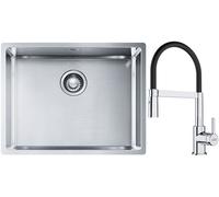 Set évier en acier inoxydable Franke Box 127.0453.660, mitigeur de cuisine Franke Lina 115.0626.085