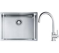 Set évier en acier inoxydable Franke Box 127.0453.660, mitigeur de cuisine Franke Lina 115.0693.228