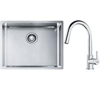 Set évier en acier inoxydable Franke Box 127.0453.660, mitigeur de cuisine Franke Lina 115.0693.229