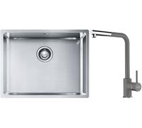 Set évier en acier inoxydable Franke Box 127.0453.660, mitigeur de cuisine Franke Sirius Side 115.0668.280