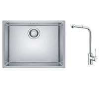 Set évier en acier inoxydable Franke Maris 122.0543.996, mitigeur de cuisine Franke Sirius Side 115.0668.280