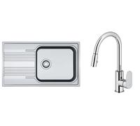 Set évier en acier inoxydable Franke Smart 101.0368.324, mitigeur de cuisine Oltens Lista 35202100