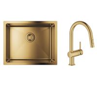 Set évier en acier inoxydable Grohe K700 31574GN1, mitigeur de cuisine Grohe Minta 32321GN2