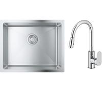 Set évier en acier inoxydable Grohe K700 31574SD1, mitigeur de cuisine Oltens Lista 35202100