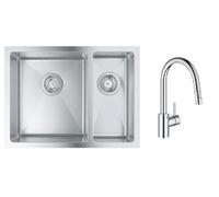 Set évier en acier inoxydable Grohe K700 31577SD1, mitigeur de cuisine Grohe Eurosmart Cosmopolitan 31481001