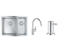 Set évier en acier inoxydable Grohe K700 31577SD1, mitigeur de cuisine Grohe Start Edge 30529001, 40535000