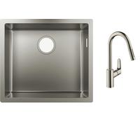 Set évier en acier inoxydable Hansgrohe S 71 43427800, mitigeur de cuisine Hansgrohe Focus M41 31815800