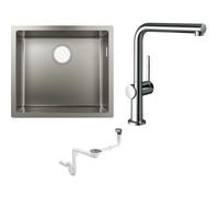 Set évier en acier inoxydable Hansgrohe S 71 43427800, mitigeur de cuisine Hansgrohe Talis M54 72840000, 43921800
