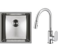 Set évier en acier inoxydable Oltens Stalvask 71100100, mitigeur de cuisine Oltens Lista 35202100