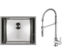 Set évier en acier inoxydable Oltens Stalvask 71101100, mitigeur de cuisine Oltens Duf 35203100