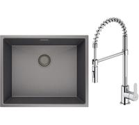 Set évier en acier inoxydable Oltens Stalvask 71101300, mitigeur de cuisine Oltens Duf 35203100