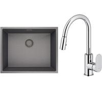 Set évier en acier inoxydable Oltens Stalvask 71101300, mitigeur de cuisine Oltens Lista 35202100