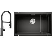 Set évier en granit Blanco Etagon 700-U 525891, mitigeur de cuisine Blanco Catris-S Flexo 525793