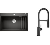 Set évier en granit Blanco Etagon 8 525892, mitigeur de cuisine Blanco Catris-S Flexo 525793