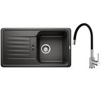 Set évier en granit Blanco Favos Mini 526078, mitigeur de cuisine Hagser Emma HGR30000035