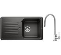 Set évier en granit Blanco Favos Mini 526078, mitigeur de cuisine Hagser Emma HGR40000035