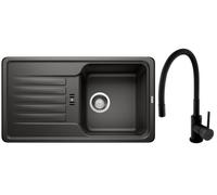 Set évier en granit Blanco Favos Mini 526078, mitigeur de cuisine Hagser Emma HGR70000035