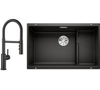 Set évier en granit Blanco Subline 700-U Level 526004, mitigeur de cuisine Blanco Catris-S Flexo 525793