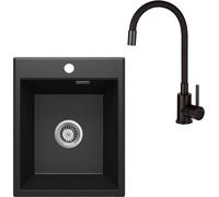 Set évier en granit Deante Eridan ZQE_G104, mitigeur de cuisine Deante Neo Luno BOC_N72M