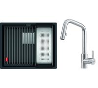 Set évier en granit Franke Kanon 125.0528.612, mitigeur de cuisine Franke Eos 115.0529.207