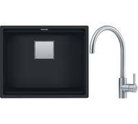 Set évier en granit Franke Kanon 125.0633.002, mitigeur de cuisine Franke Eos 115.0590.044