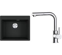 Set évier en granit Franke Maris 114.0661.794, mitigeur de cuisine Oltens Myvat 35205100