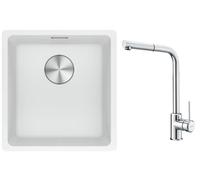 Set évier en granit Franke Maris 125.0687.251, mitigeur de cuisine Franke Sirius Side 115.0668.280