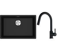 Set évier en granit Franke Maris 125.0687.257, mitigeur de cuisine Franke Lina 115.0626.055