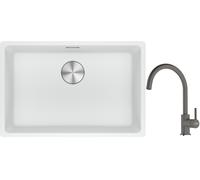 Set évier en granit Franke Maris 125.0687.259, mitigeur de cuisine Franke Lina 115.0626.022