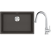 Set évier en granit Franke Maris 125.0716.376, mitigeur de cuisine Franke Lina 115.0693.229