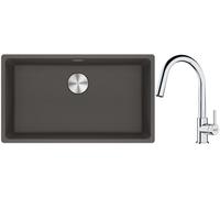 Set évier en granit Franke Maris 125.0716.377, mitigeur de cuisine Franke Lina 115.0693.229