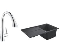 Set évier en granit Grohe K400 31640AP0, mitigeur de cuisine Grohe Zedra 32294002