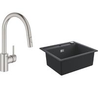 Set évier en granit Grohe K700 31651AP0, mitigeur de cuisine Grohe Concetto 31483DC2