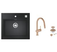 Set évier en granit Grohe K700 31651AP0, mitigeur de cuisine Grohe Minta 32321DL2, 40400DL0