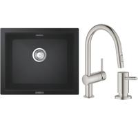 Set évier en granit Grohe K700 31654AP0, mitigeur de cuisine Grohe Minta 32321DC2, 40535DC0