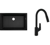 Set évier en granit Hansgrohe S 51 43432170, mitigeur de cuisine Hansgrohe Focus 31815670