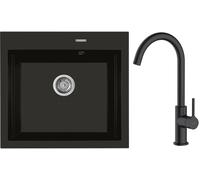 Set évier en granit Oltens Gravan 72000300, mitigeur de cuisine Oltens Skafta 35206300