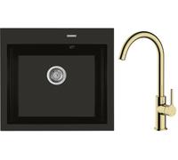 Set évier en granit Oltens Gravan 72000300, mitigeur de cuisine Oltens Skafta 35206800