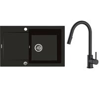 Set évier en granit Oltens Gravan 72100300, mitigeur de cuisine Oltens Litla 35204300