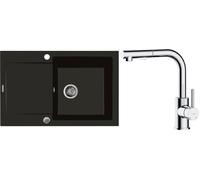 Set évier en granit Oltens Gravan 72100300, mitigeur de cuisine Oltens Myvat 35205100