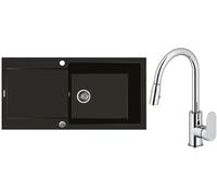 Set évier en granit Oltens Gravan 72101300, mitigeur de cuisine Oltens Lista 35202100