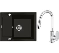 Set évier en granit Oltens Gravan 72102300, mitigeur de cuisine Oltens Lista 35202100