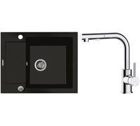 Set évier en granit Oltens Gravan 72102300, mitigeur de cuisine Oltens Myvat 35205100