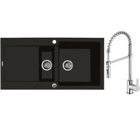 Set évier en granit Oltens Gravan 72300300, mitigeur de cuisine Oltens Duf 35203100