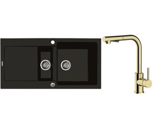 Set évier en granit Oltens Gravan 72300300, mitigeur de cuisine Oltens Myvat 35205800
