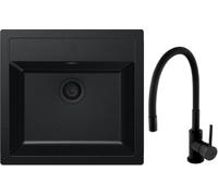 Set évier Tectonite Franke Sirius SID 143.0702.425, mitigeur de cuisine Hagser Emma HGR70000035